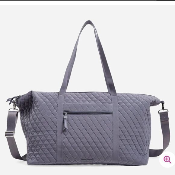Vera Bradley Deluxe Travel Tote Bag Carbon Gray Microfiber NWT